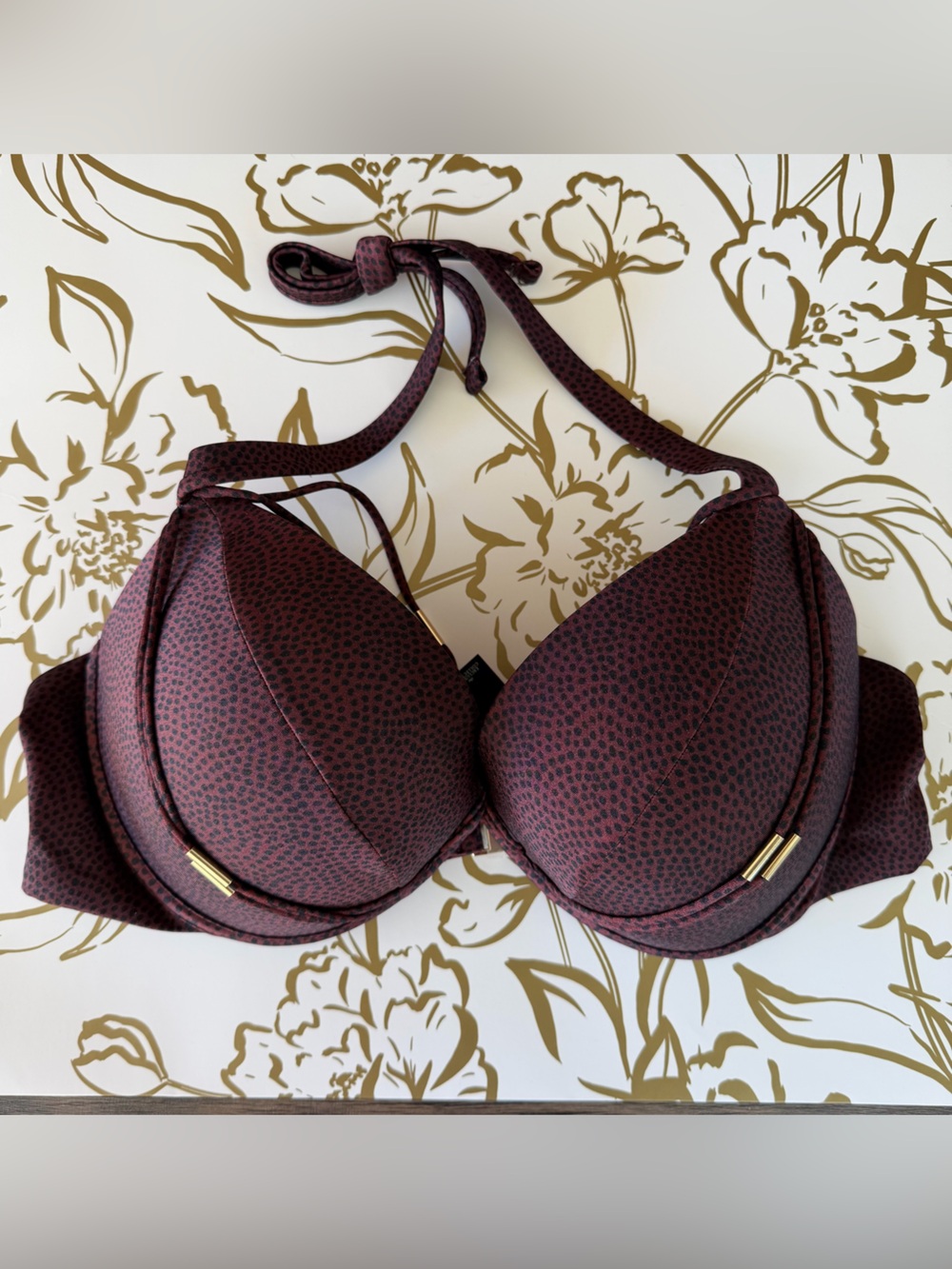 Victoria's Secret Burgundy and Black Bikini Top